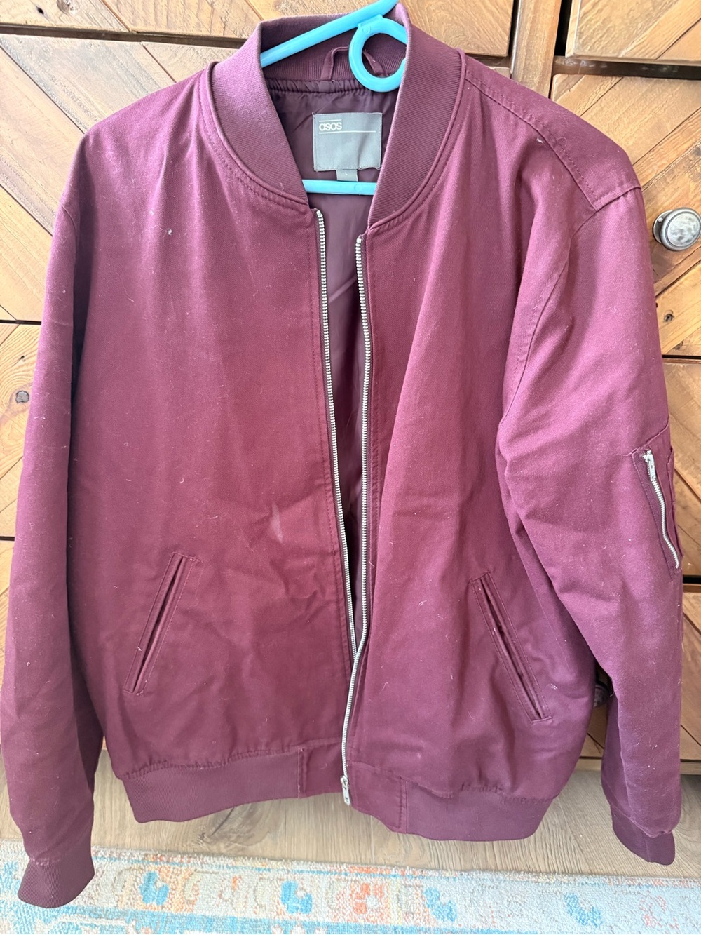 ASOS Men's Maroon Bomber Jacket